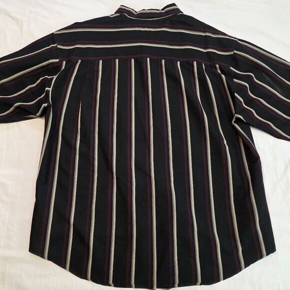 Geoffrey Beene Black Shirt with Burgundy and White Stripes - Picture 4 of 4